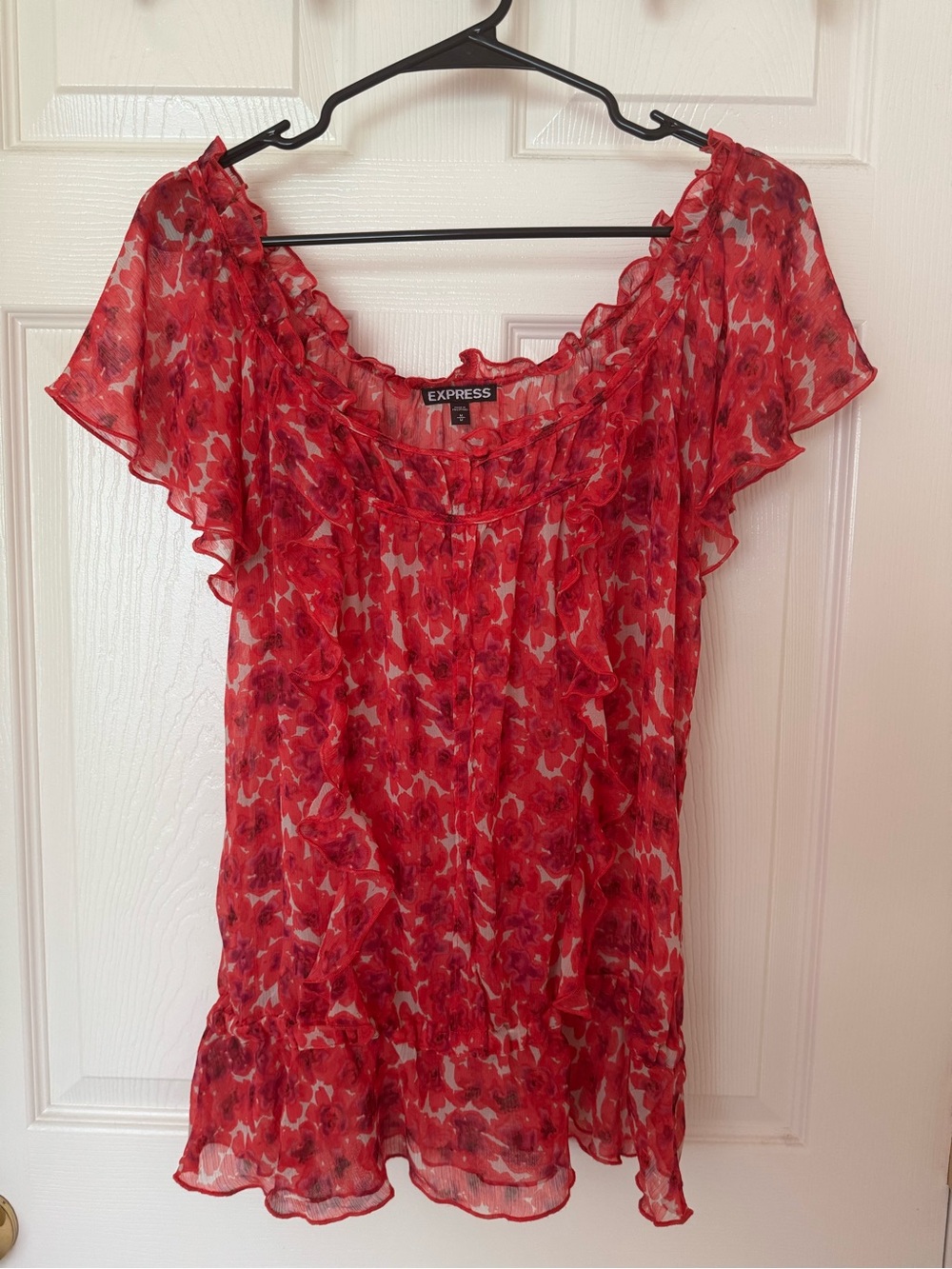 Hot Pink Floral Office Blouse - Express